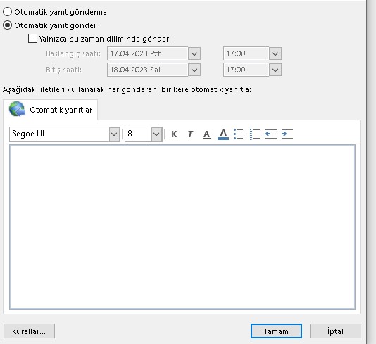 Otomatik-Yanitlari-Ayarlayin Outlook Otomatik Yanıt Ayarlama