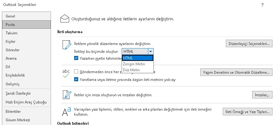 Outlookta-E-posta-Formatini-Degistirme Outlook Winmail.dat Dosyasını Eklemesi Nasıl Önlenir
