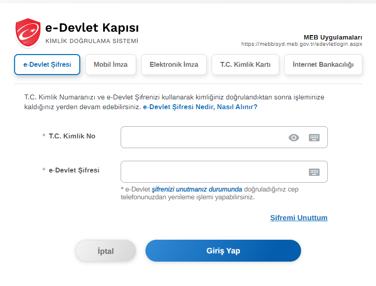 e-devlet-giris MEBBİS Giriş