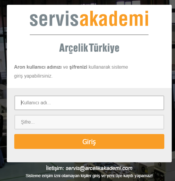servisakademi Aron Arçelik Giriş