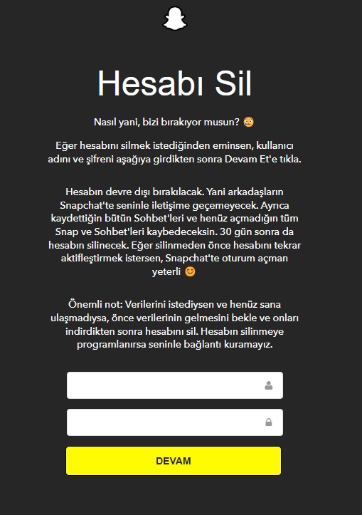 silme-onay Snapchat Web Giriş