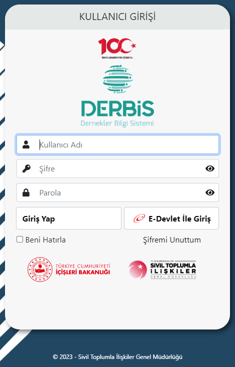 derbis-giris DERBİS Giriş (Dernekler Bilgi Sistemi)